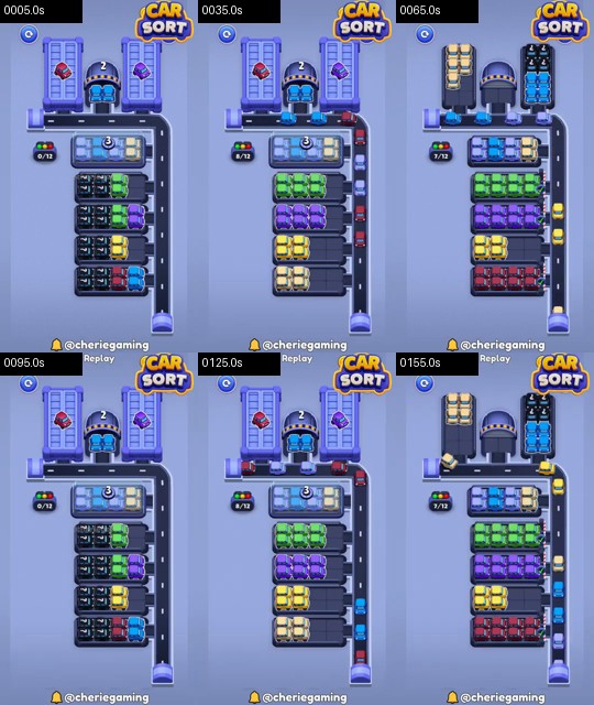 Car Sort Level 101 board analysis frames