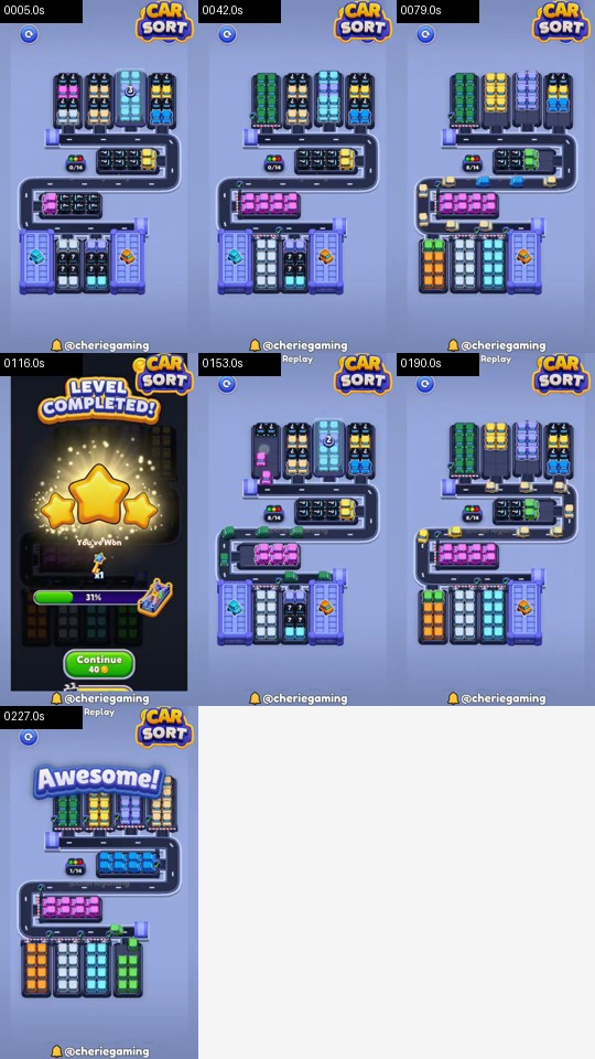Car Sort Level 103 board analysis frames