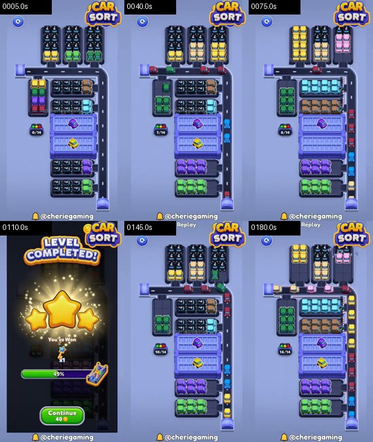 Car Sort Level 110 board analysis frames
