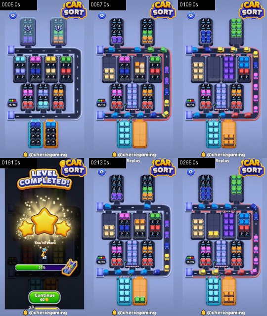 Car Sort Level 111 board analysis frames