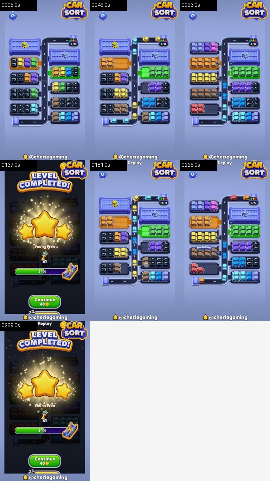 Car Sort Level 112 board analysis frames