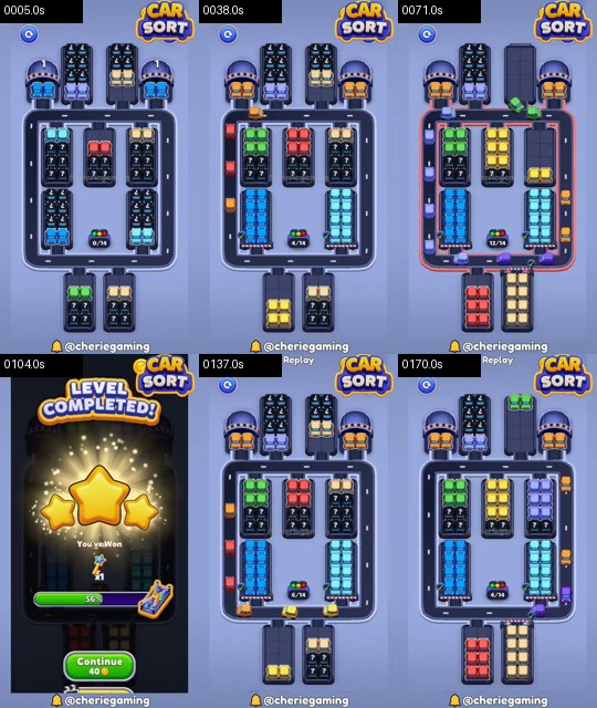 Car Sort Level 113 board analysis frames