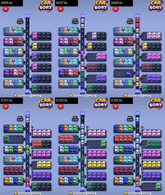 Car Sort Level 114 board analysis frames