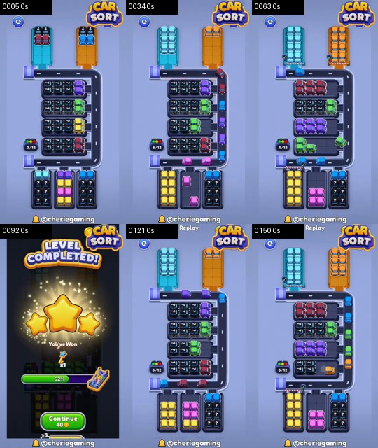 Car Sort Level 115 board analysis frames