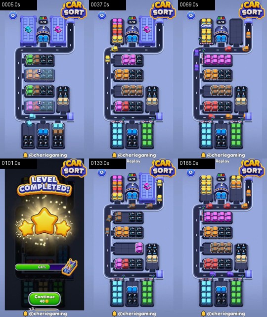 Car Sort Level 116 board analysis frames