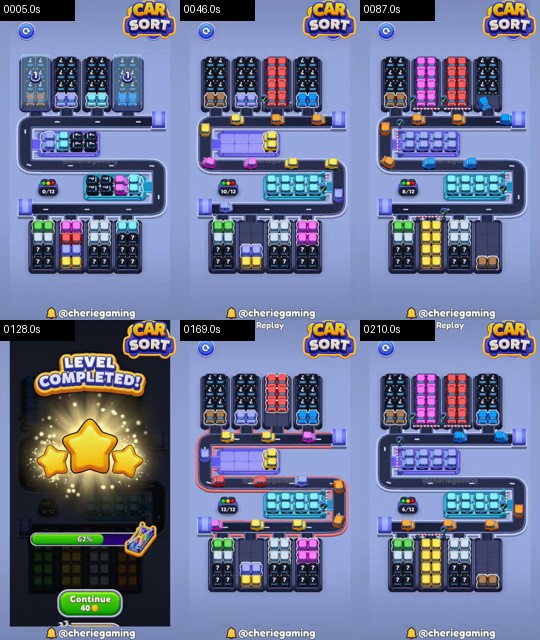 Car Sort Level 117 board analysis frames