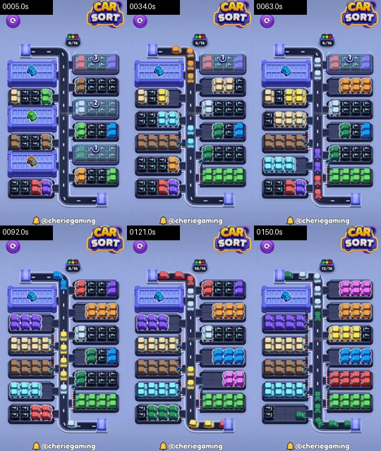 Car Sort Level 119 board analysis frames