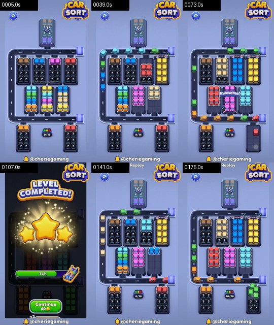 Car Sort Level 120 board analysis frames