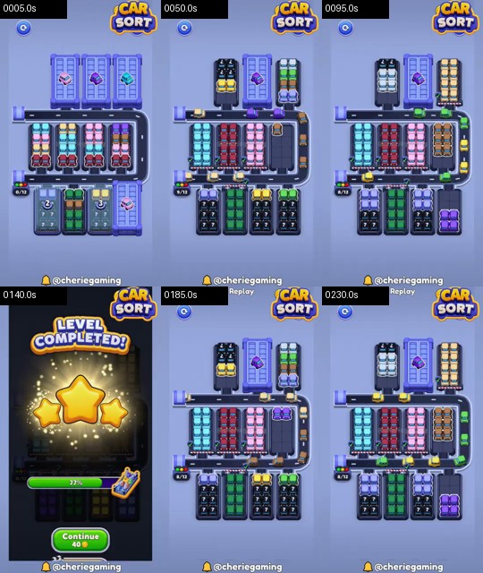 Car Sort Level 121 board analysis frames