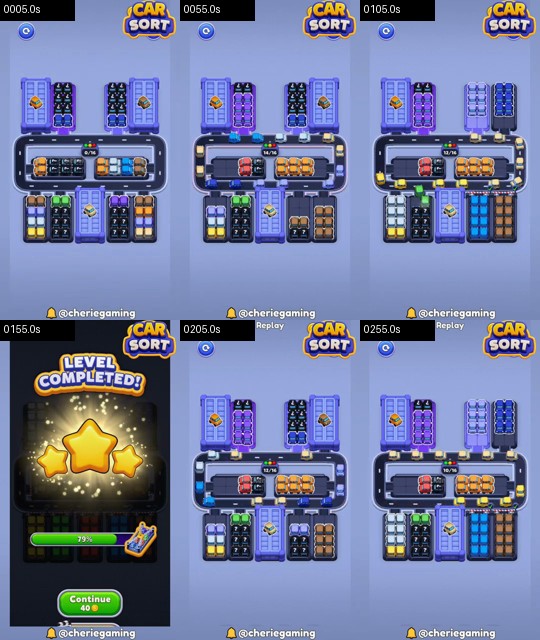 Car Sort Level 122 board analysis frames