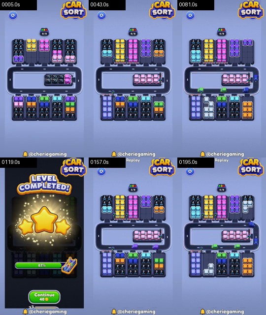 Car Sort Level 125 board analysis frames
