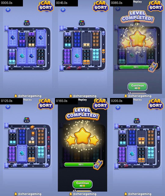 Car Sort Level 126 board analysis frames