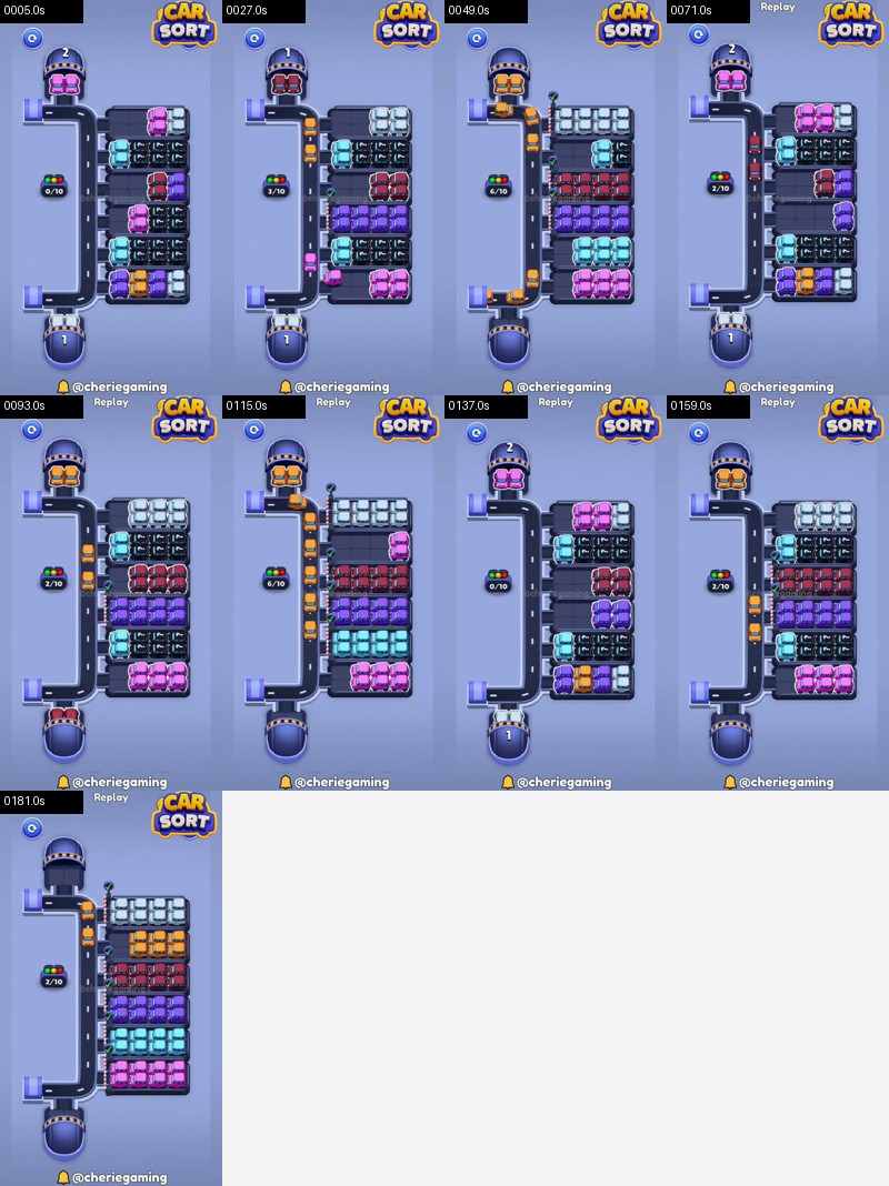 Car Sort: Color Puzzle Level 128 board analysis frames