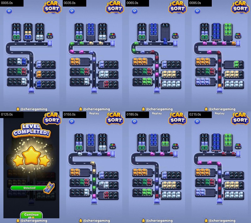Car Sort: Color Puzzle Level 130 board analysis frames