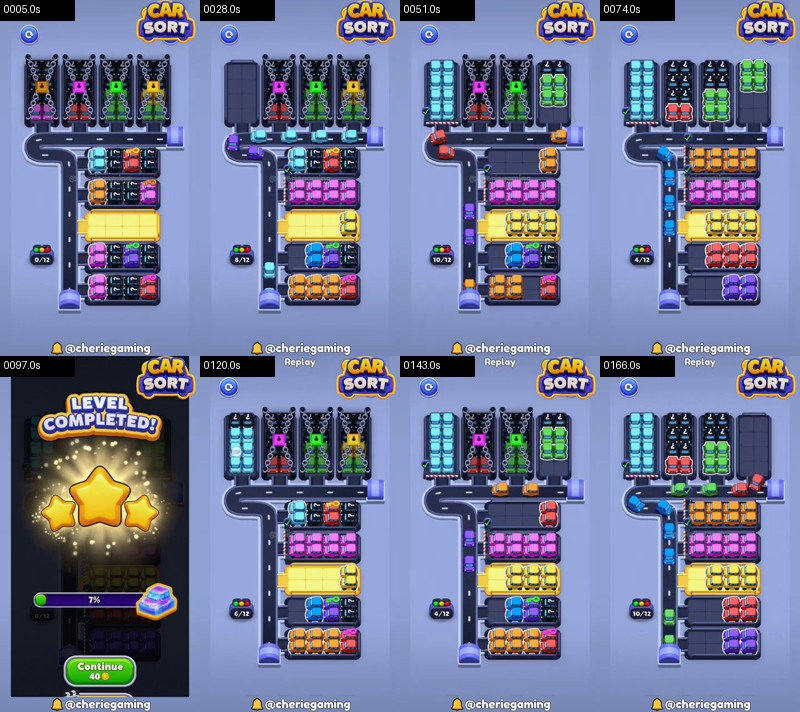Car Sort: Color Puzzle Level 133 board analysis frames