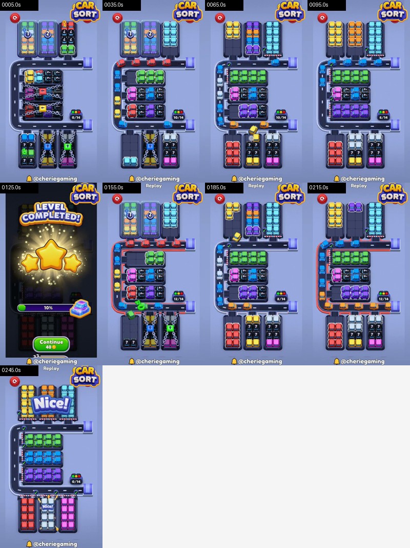 Car Sort: Color Puzzle Level 134 board analysis frames