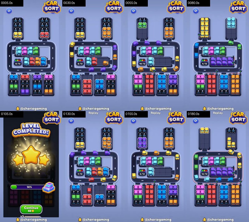 Car Sort: Color Puzzle Level 135 board analysis frames