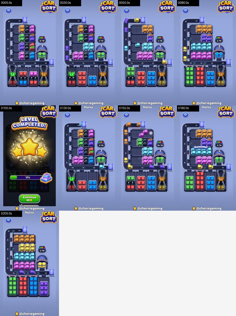 Car Sort: Color Puzzle Level 136 board analysis frames