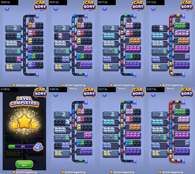 Car Sort: Color Puzzle Level 137 board analysis frames