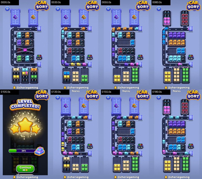 Car Sort: Color Puzzle Level 138 board analysis frames