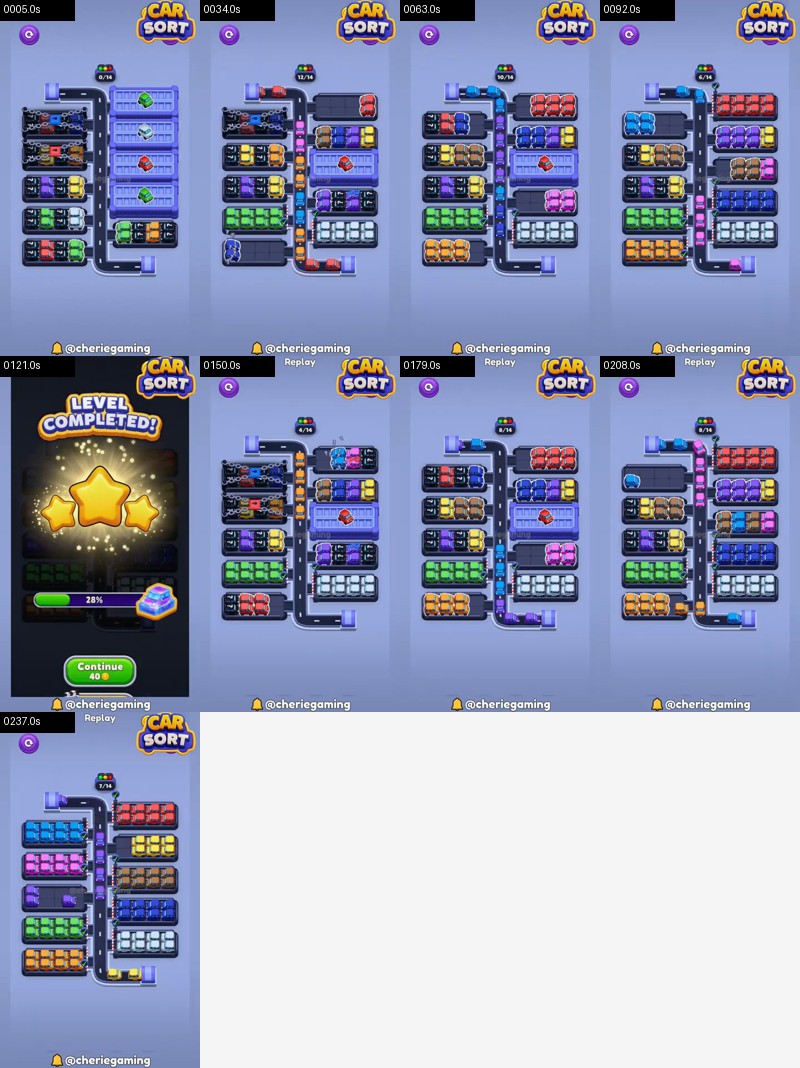 Car Sort: Color Puzzle Level 139 board analysis frames