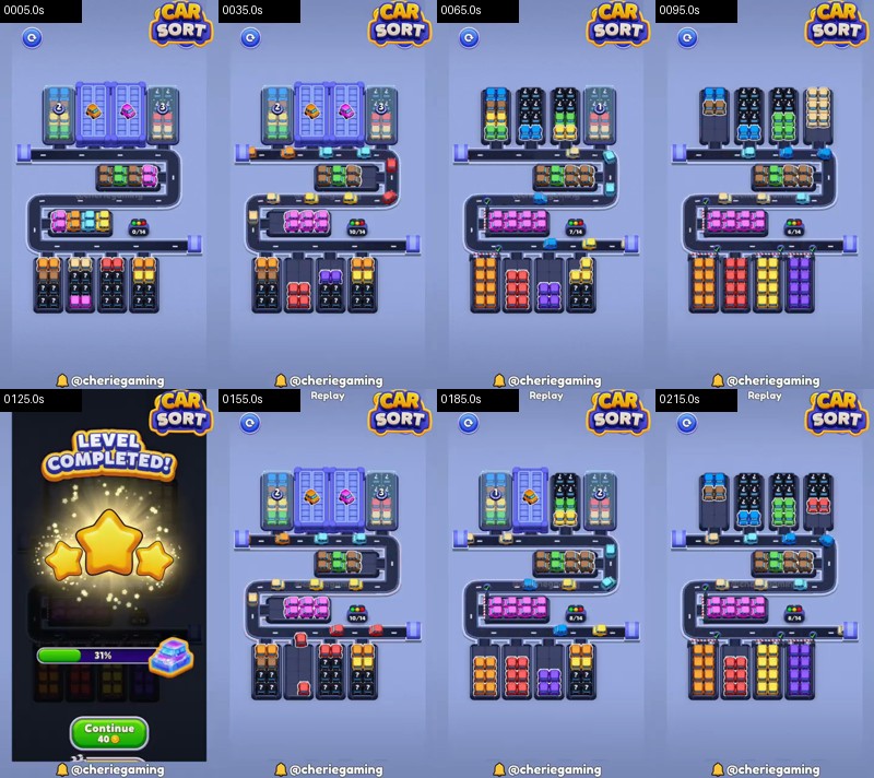 Car Sort: Color Puzzle Level 140 board analysis frames