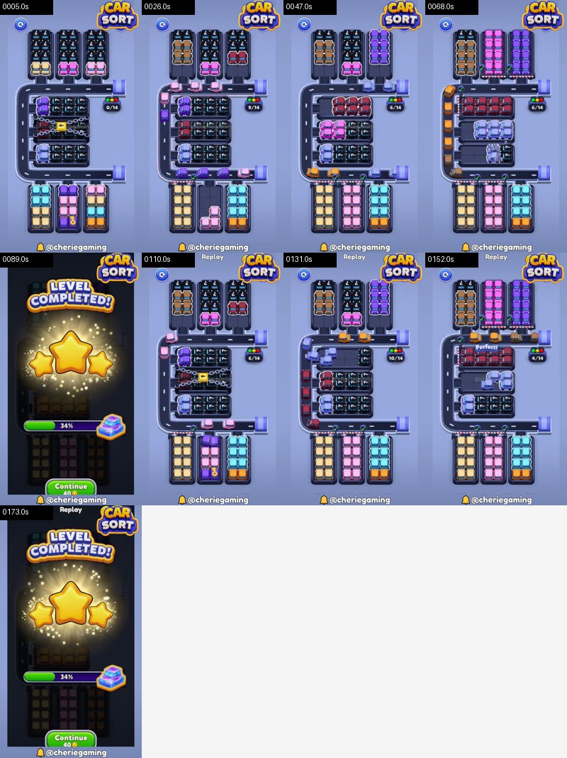 Car Sort: Color Puzzle Level 141 board analysis frames