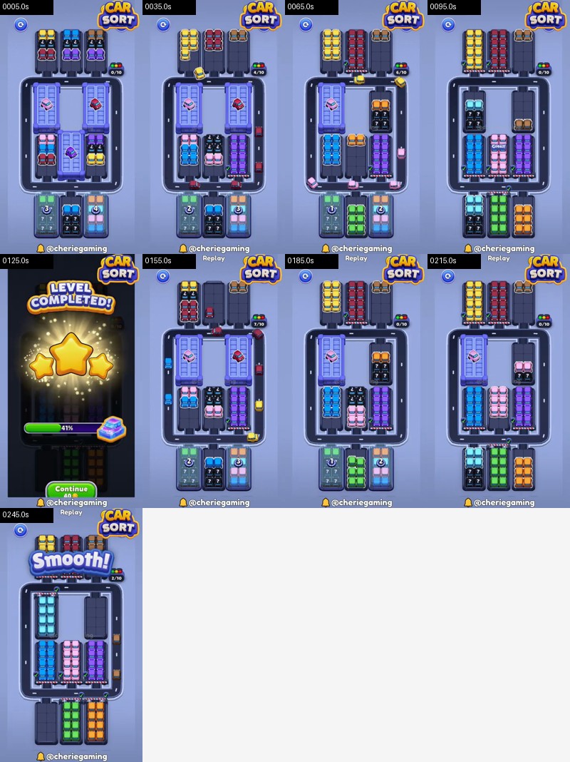 Car Sort: Color Puzzle Level 143 board analysis frames
