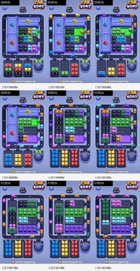 Car Sort: Color Puzzle Level 151 board analysis frames