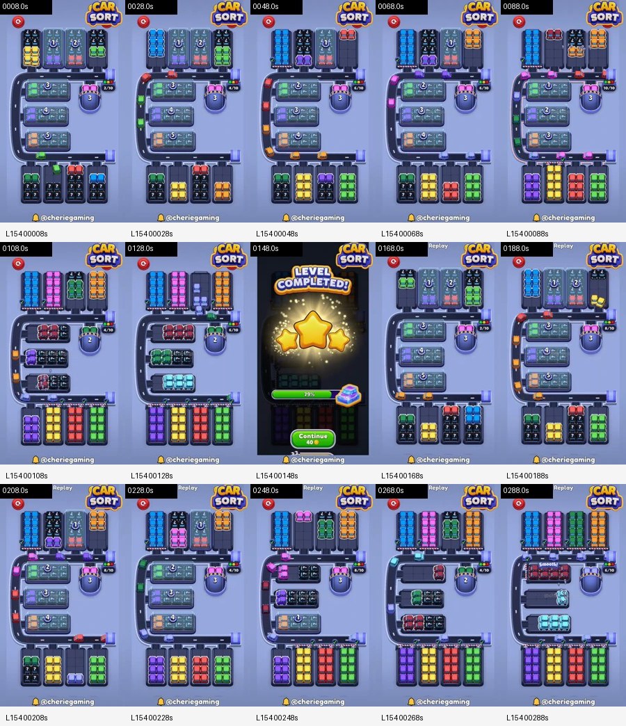 Car Sort: Color Puzzle Level 154 board analysis frames