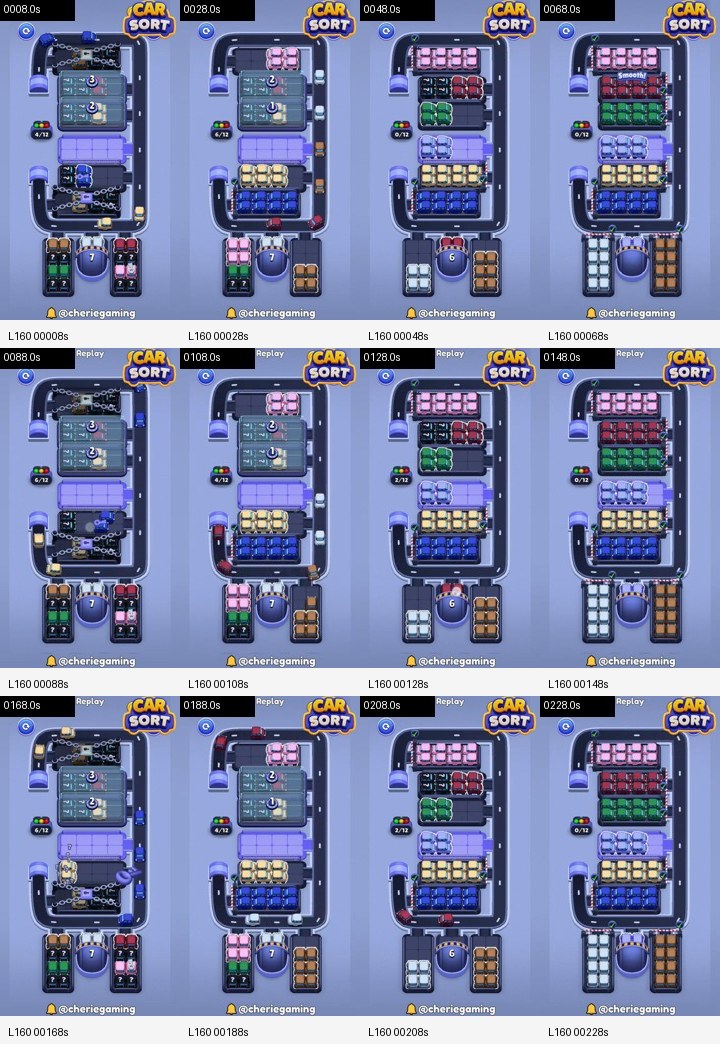 Car Sort: Color Puzzle Level 160 board analysis frames