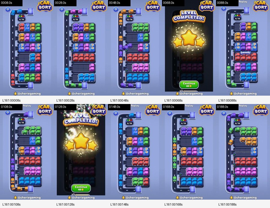 Car Sort: Color Puzzle Level 161 board analysis frames