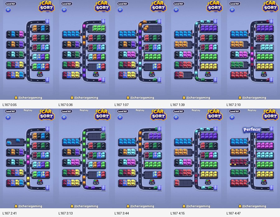 Car Sort: Color Puzzle Level 167 route reference