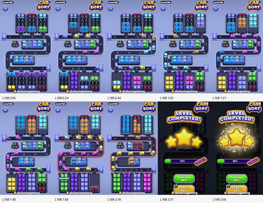 Car Sort: Color Puzzle Level 168 route reference