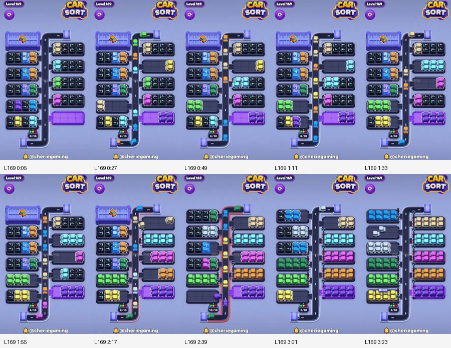 Car Sort: Color Puzzle Level 169 route reference