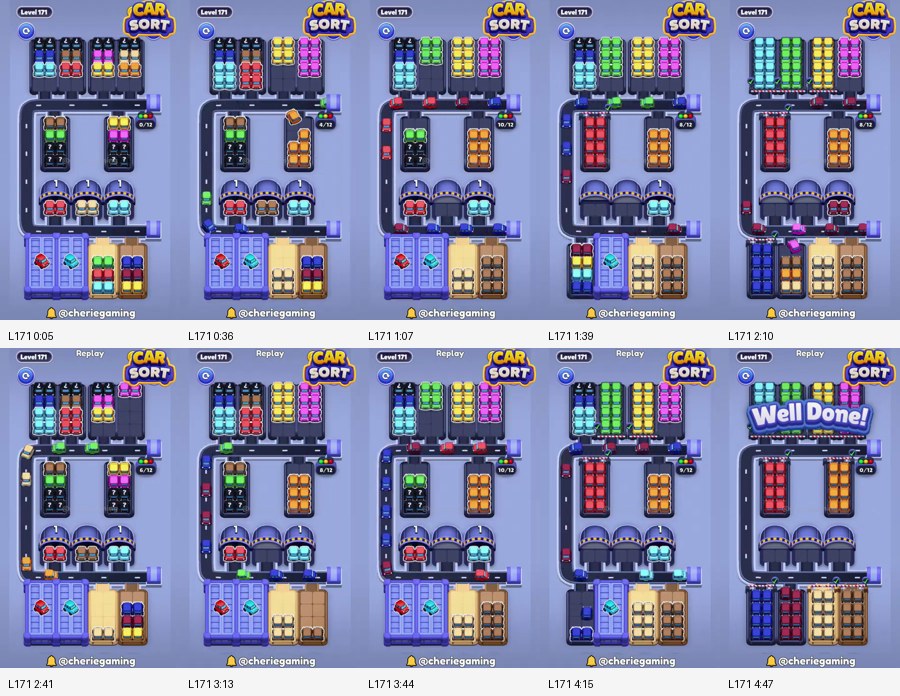 Car Sort: Color Puzzle Level 171 route reference