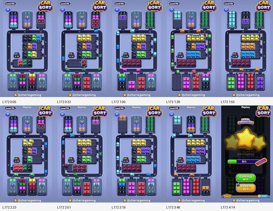 Car Sort: Color Puzzle Level 172 route reference