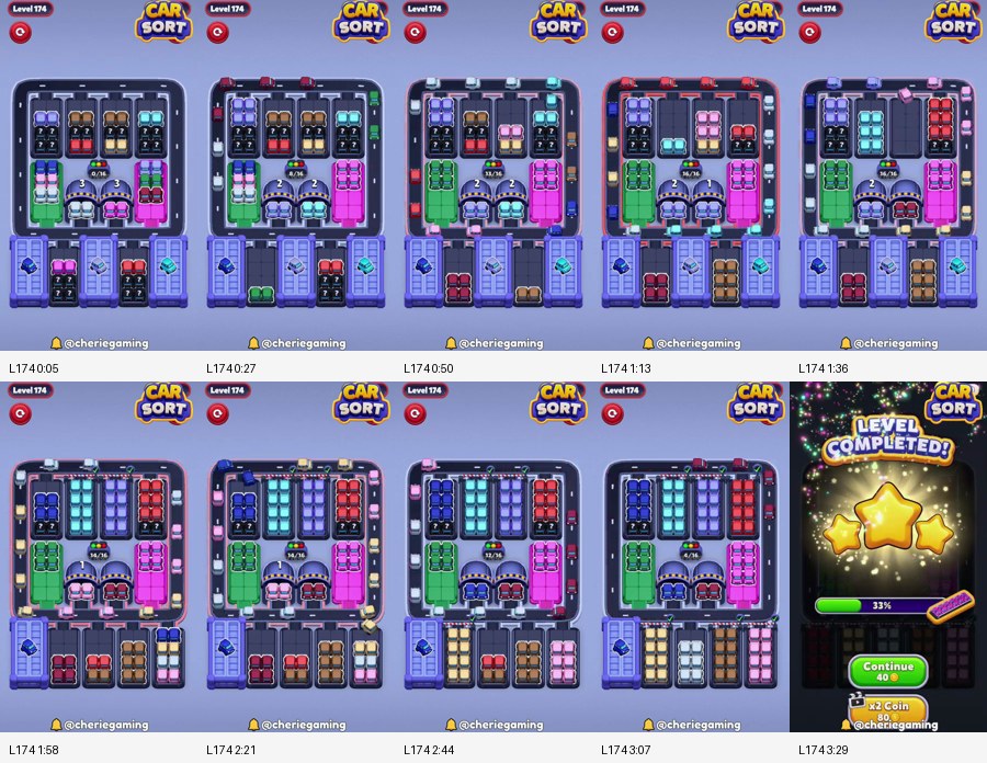 Car Sort: Color Puzzle Level 174 route reference