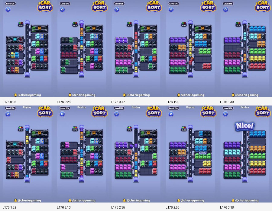 Car Sort: Color Puzzle Level 176 route reference