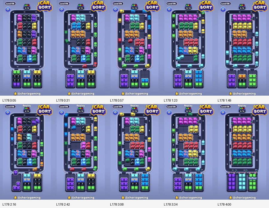 Car Sort: Color Puzzle Level 178 route reference