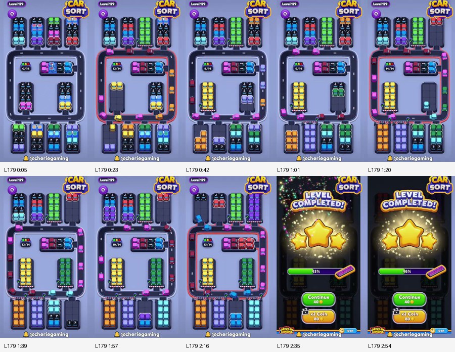 Car Sort: Color Puzzle Level 179 route reference