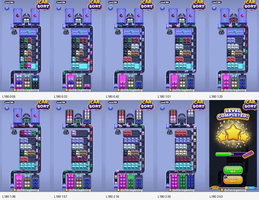 Car Sort: Color Puzzle Level 180 route reference