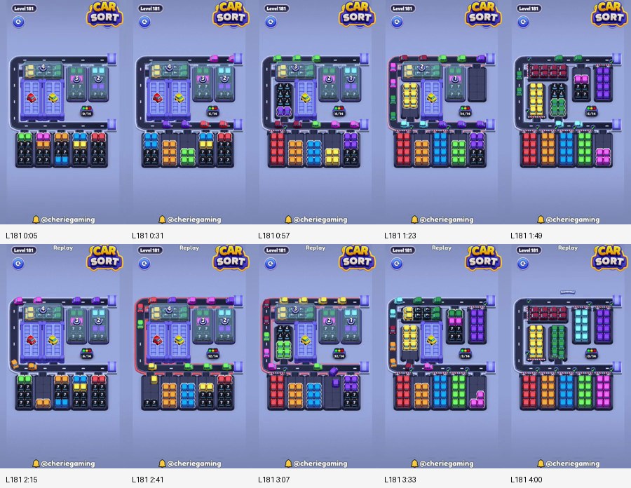 Car Sort: Color Puzzle Level 181 route reference