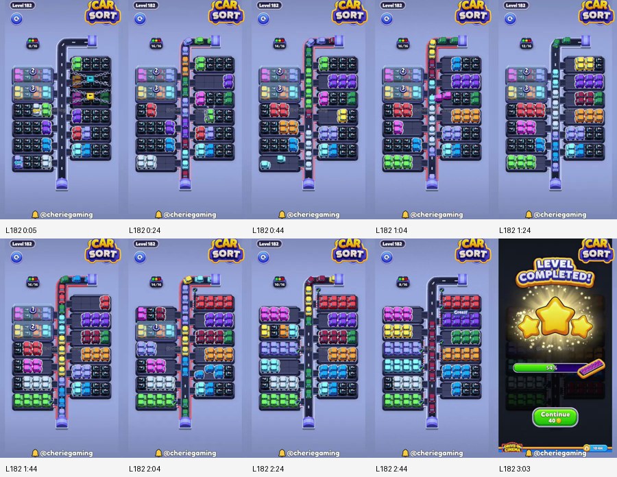 Car Sort: Color Puzzle Level 182 route reference