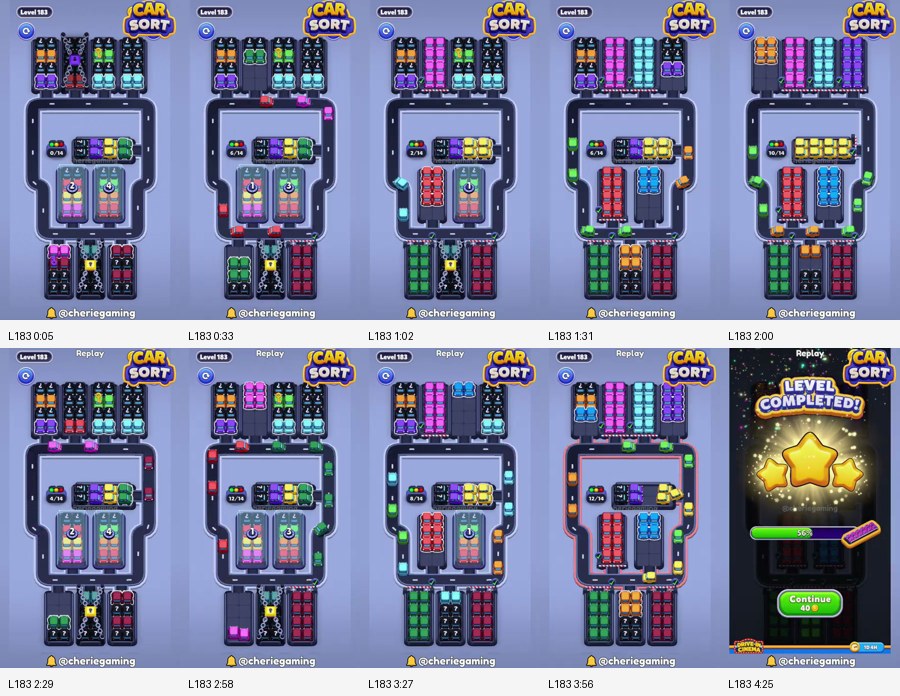 Car Sort: Color Puzzle Level 183 route reference
