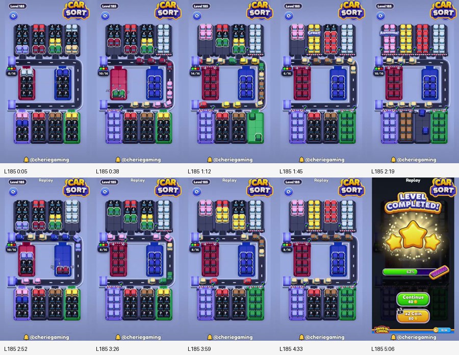 Car Sort: Color Puzzle Level 185 route reference