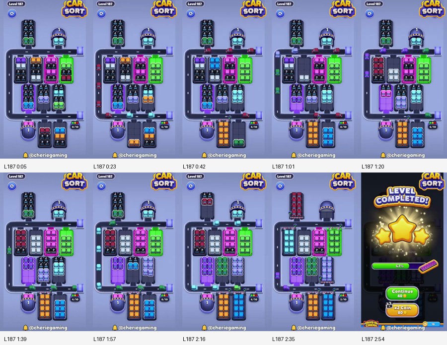 Car Sort: Color Puzzle Level 187 route reference
