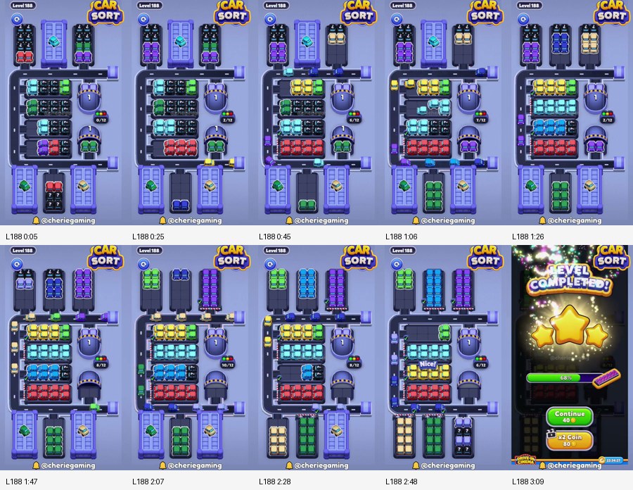 Car Sort: Color Puzzle Level 188 route reference