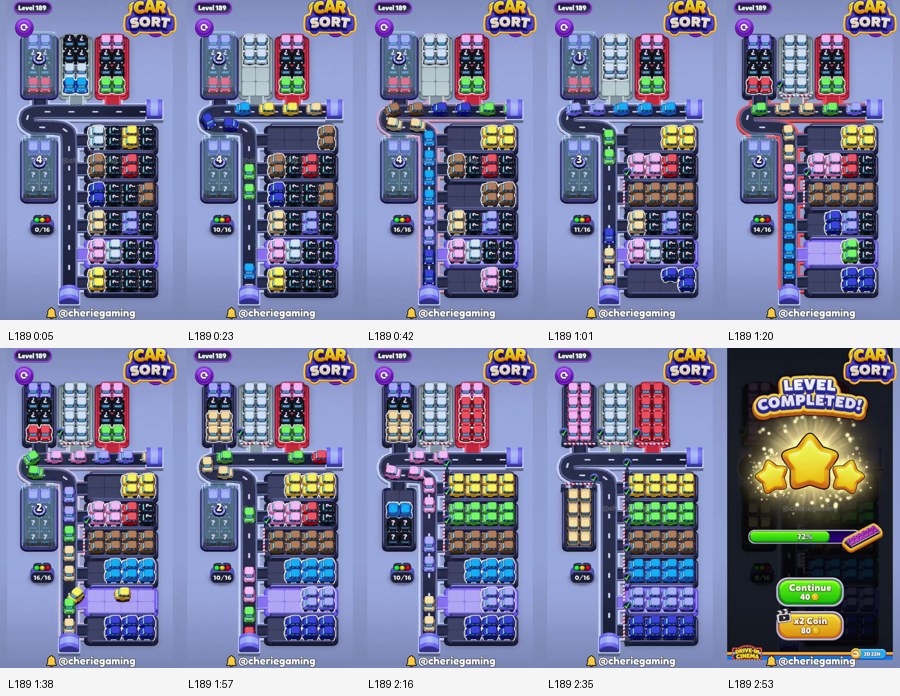 Car Sort: Color Puzzle Level 189 route reference