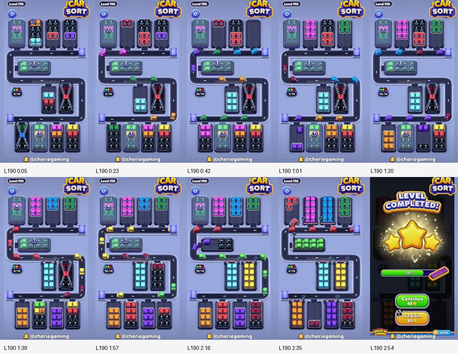 Car Sort: Color Puzzle Level 190 route reference